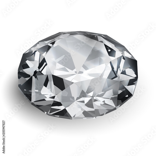 White diamond on whtie background - realistic gemstone illustration