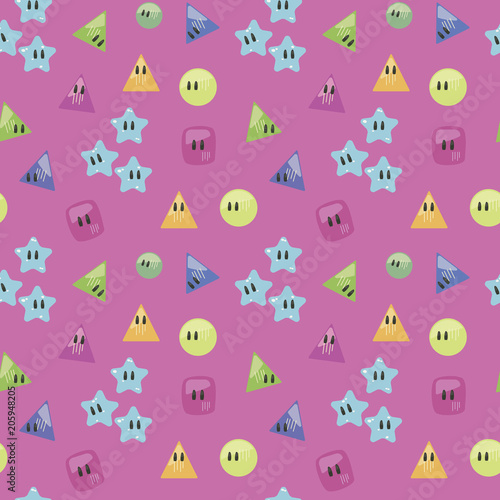 pink bright seamless pattern candy blue colored dessert children cute asterisks composition circle triangle square dacey gloss light background