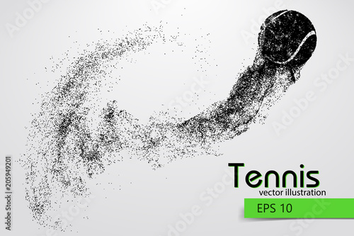 Silhouette of a tennis ball from particles.