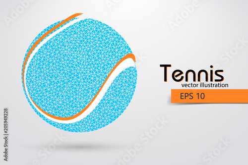 Silhouette of a tennis ball from particles.
