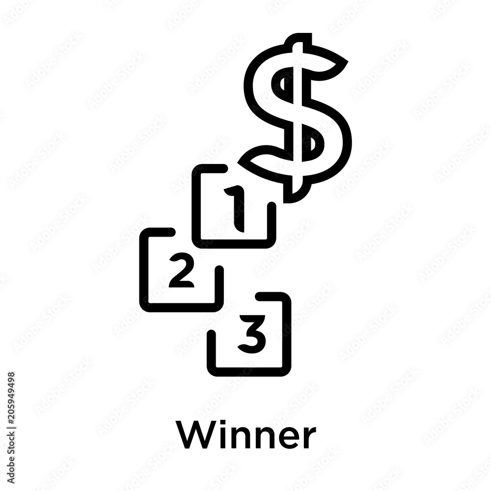 Obraz premium Winner icon vector sign and symbol isolated on white background