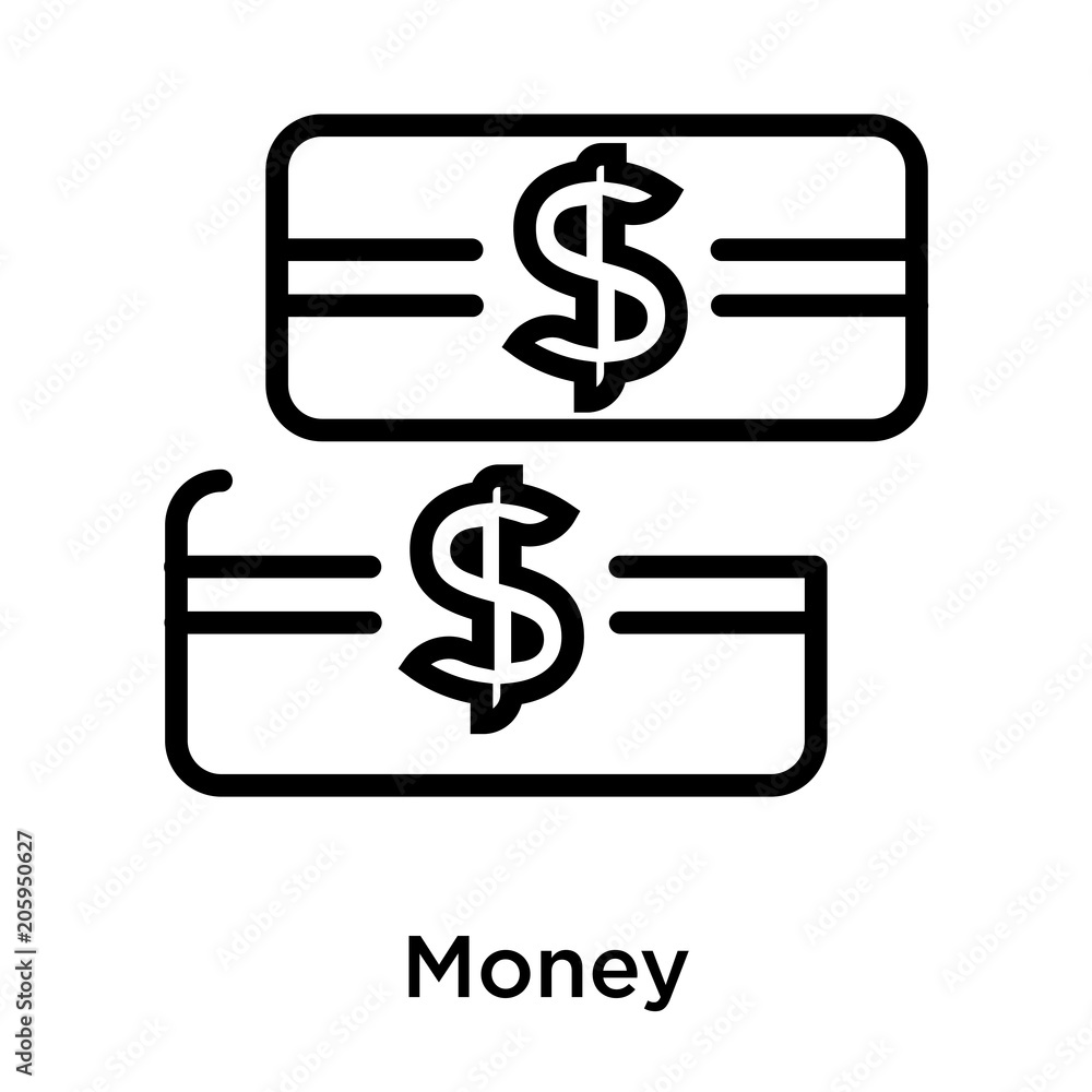 Money icon vector sign and symbol isolated on white background Money icon vector sign and symbol isolated on white background