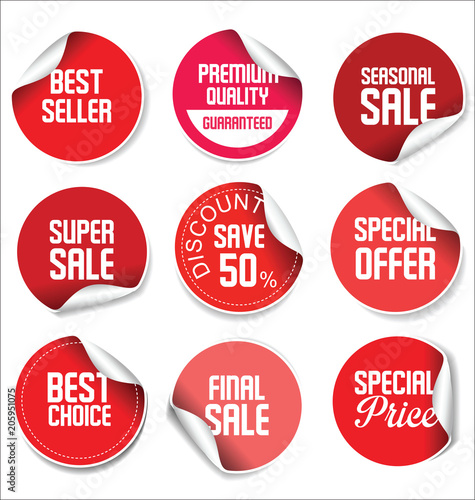 Sale stickers and tags red design illustration