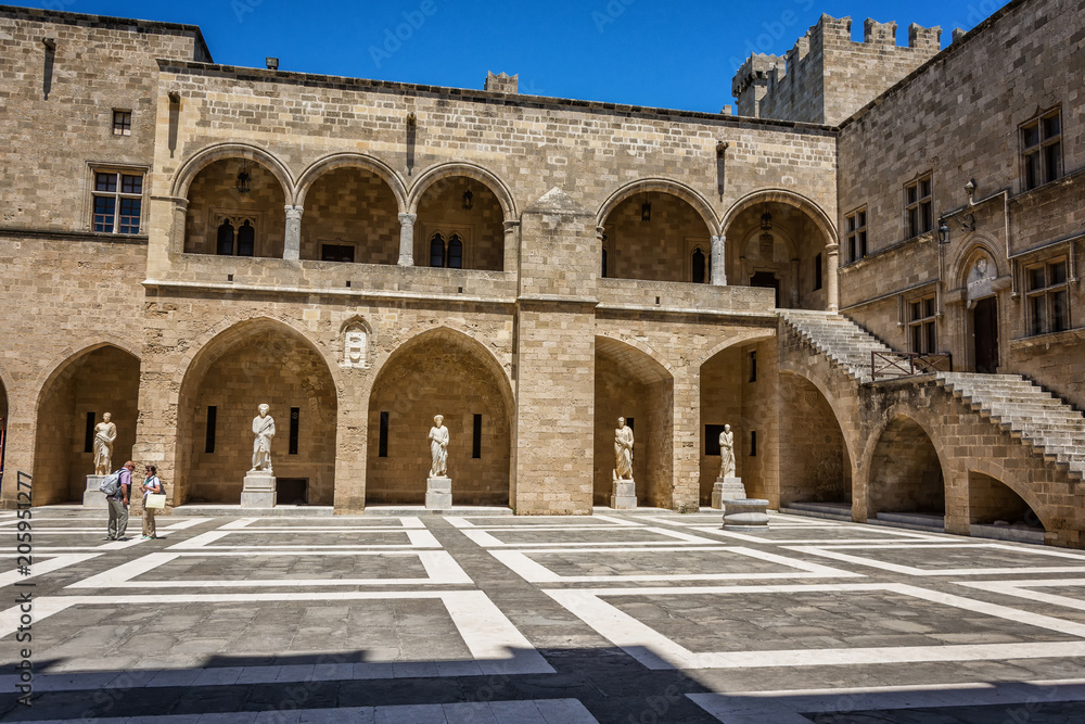 The Palace of the Grand Masters in Rhodes island. Rhodes, Greece