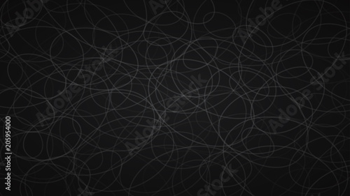 Abstract background of randomly arranged contours of elipses in black colors.