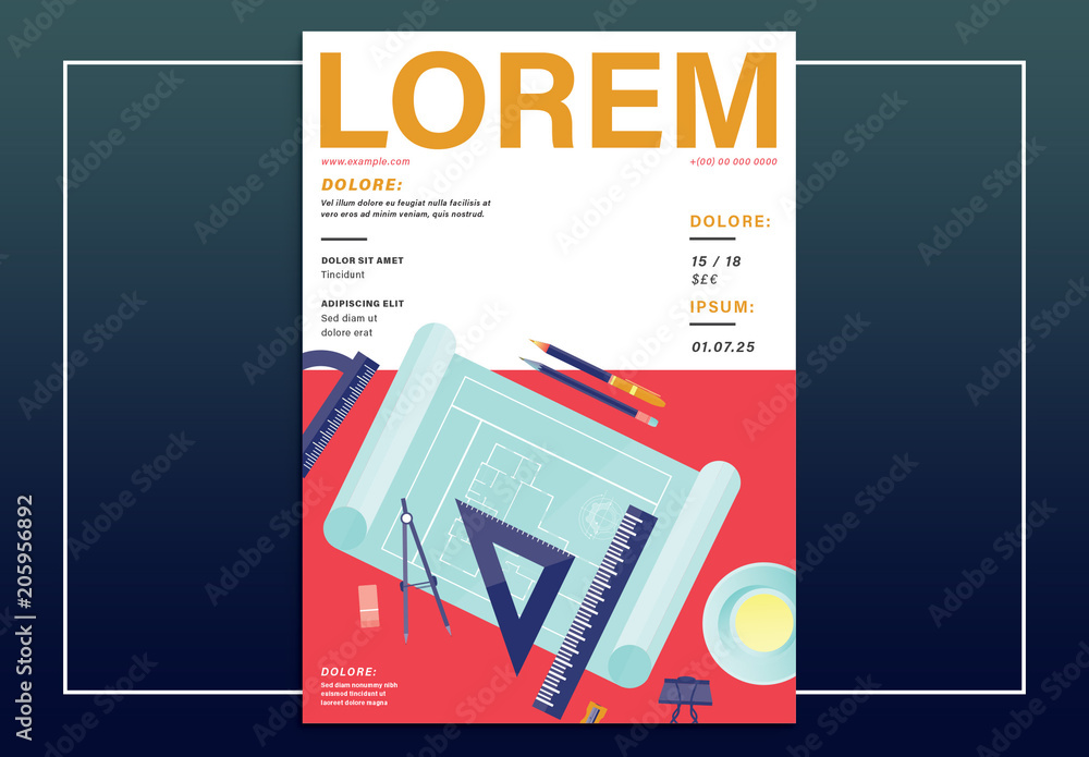 Event Poster Layout with Architecture Illustrations Stock Template ...