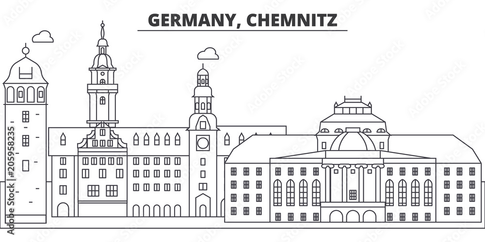 Germany, Chemnitz line skyline vector illustration. Germany, Chemnitz