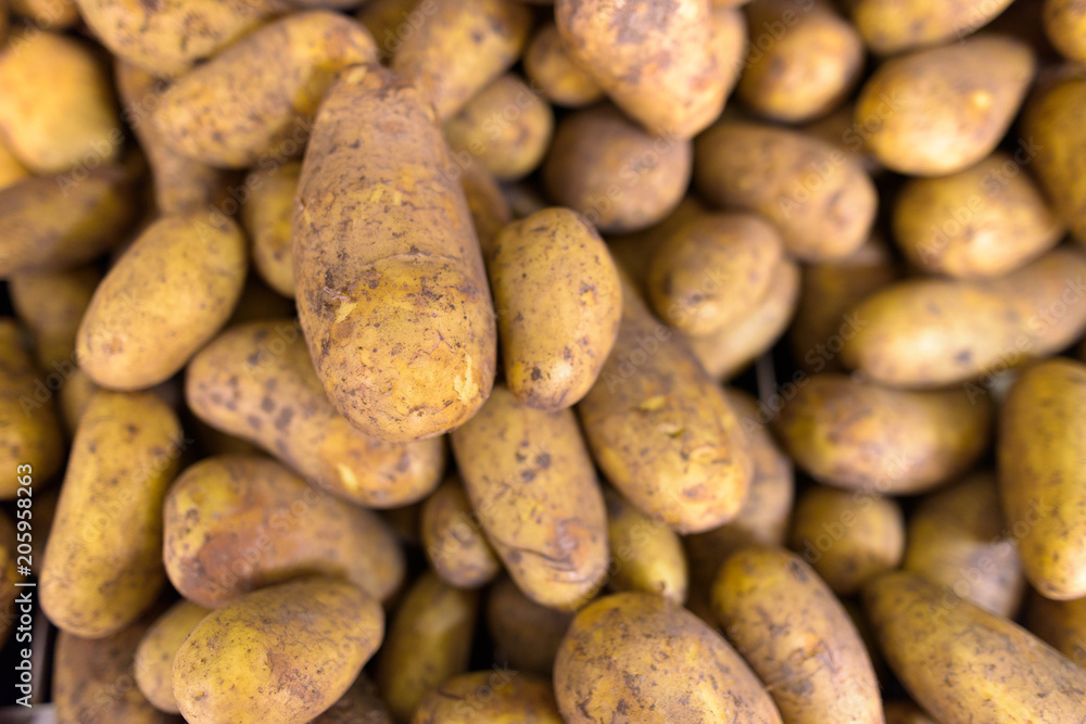 Full Frame Shot Of Raw Healthy Potatoes For Sale Full Frame Shot Of Raw Healthy Potatoes For Sale