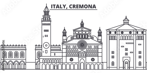 Quadro su tela Italy, Cremona line skyline vector illustration