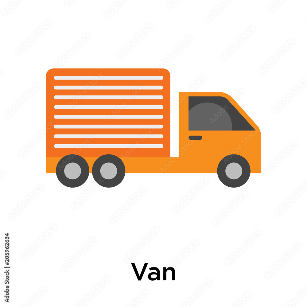 Van icon vector sign and symbol isolated on white background Van icon vector sign and symbol isolated on white background