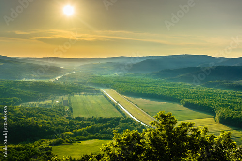 Istra Croatia landscape sunset. / Aerial view at amazing landscape in Istra region, Croatia, european travel places.