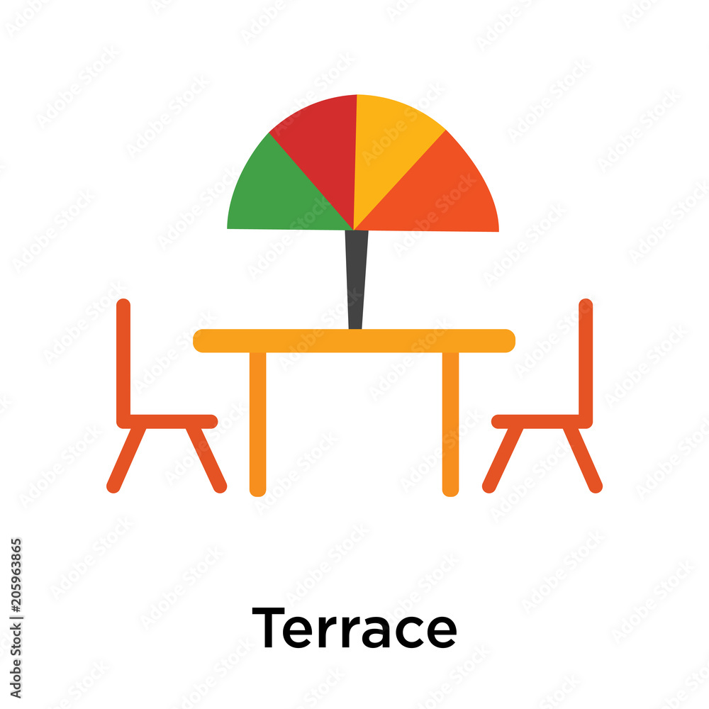 Terrace icon vector sign and symbol isolated on white background Terrace icon vector sign and symbol isolated on white background