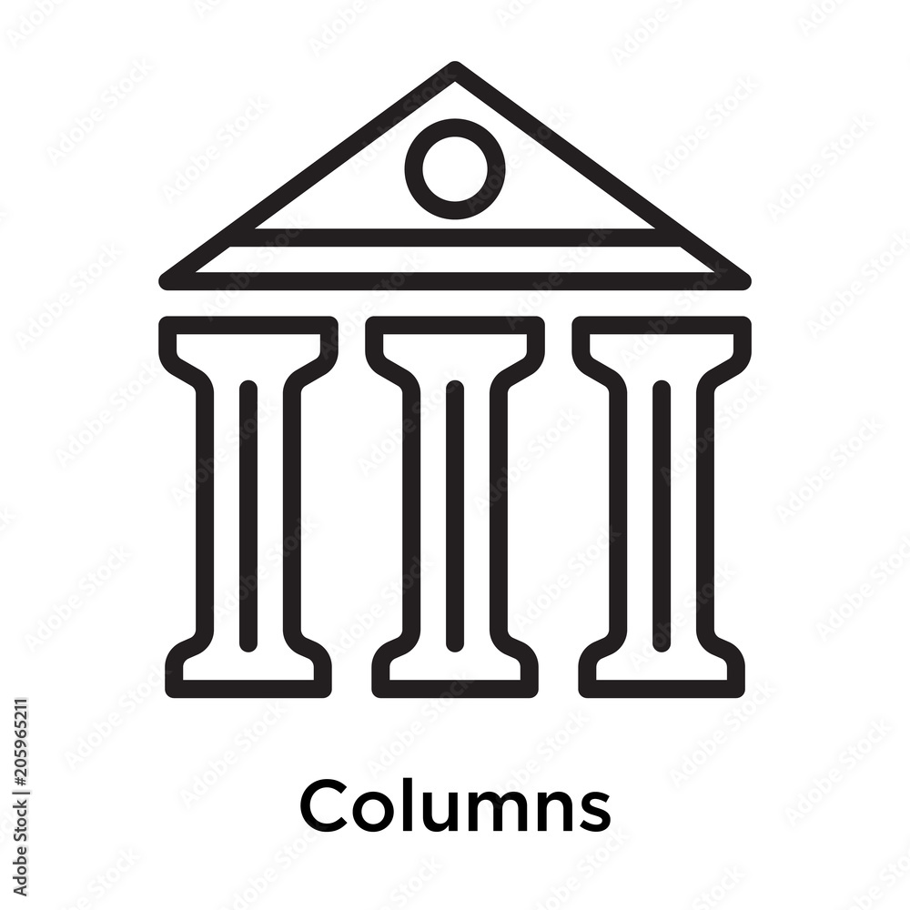Columns icon vector sign and symbol isolated on white background Columns icon vector sign and symbol isolated on white background