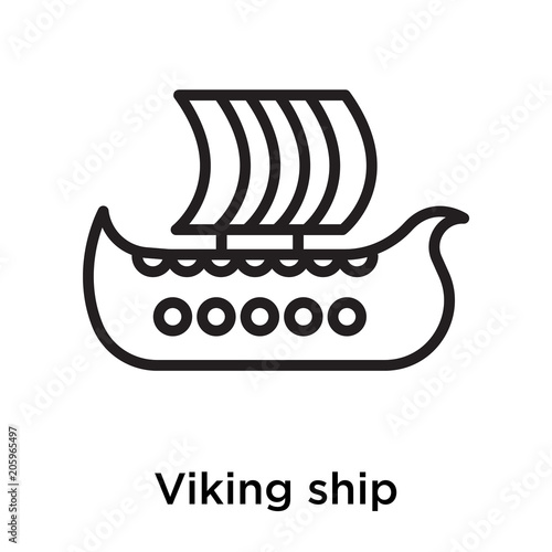 Viking ship icon vector sign and symbol isolated on white background