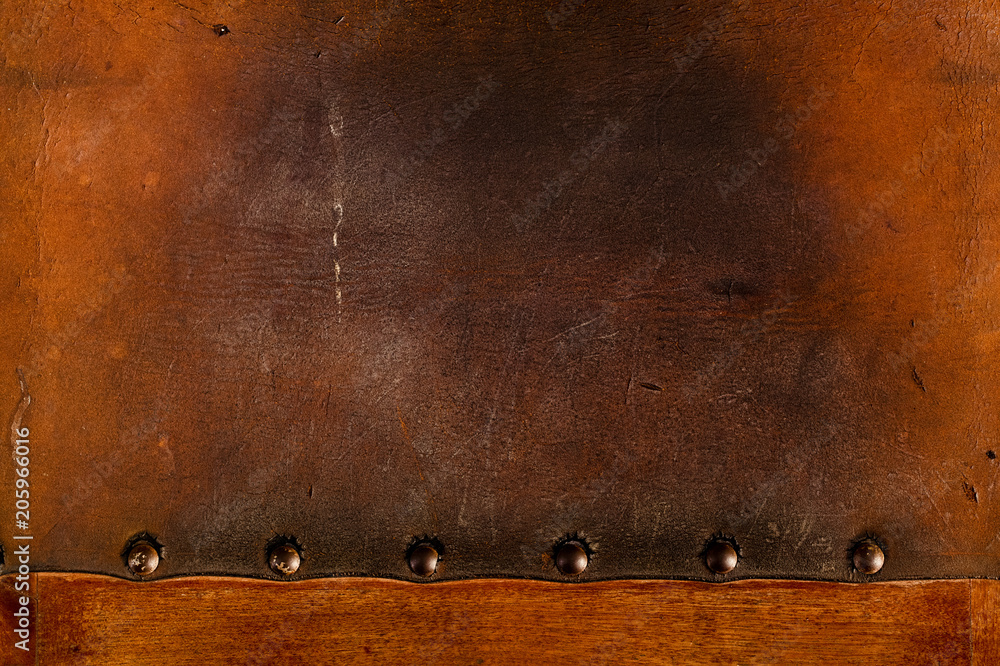 old weathered leather tacked - obrazy, fototapety, plakaty 