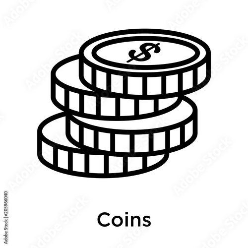 Coins icon vector sign and symbol isolated on white background