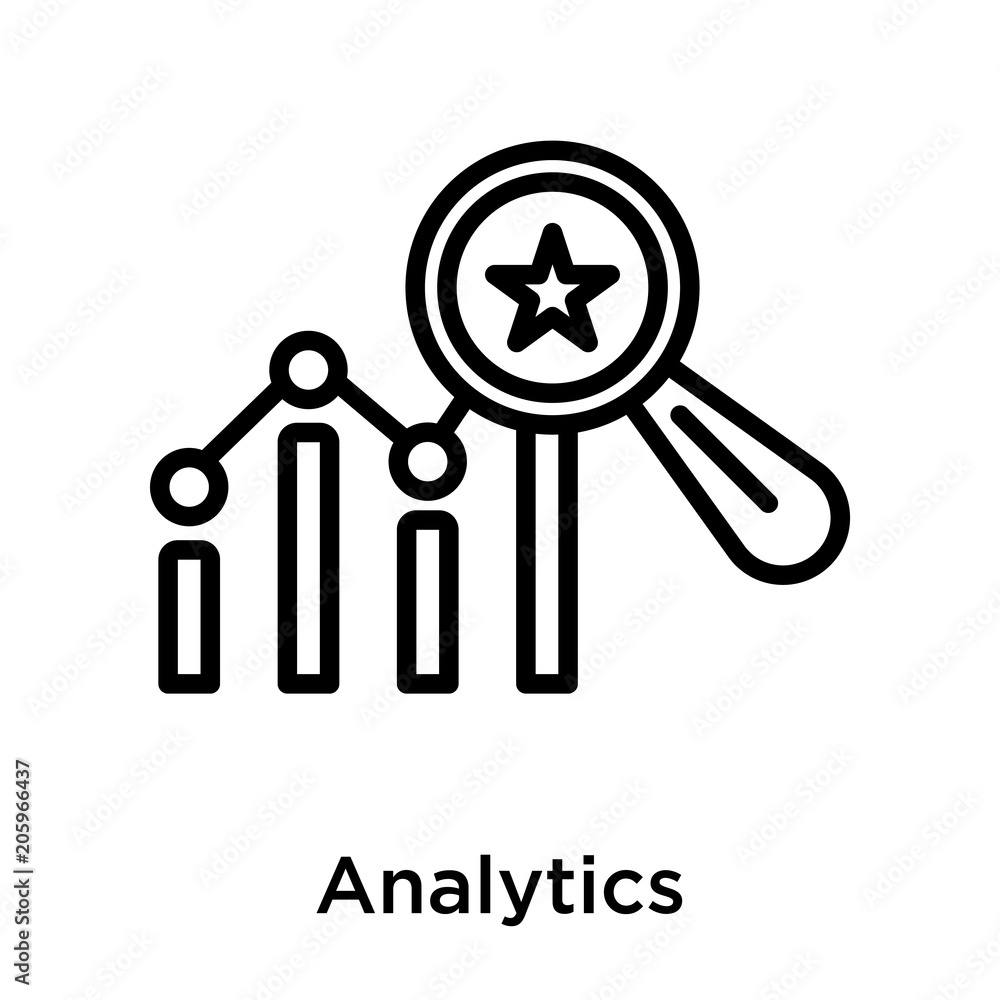 Analytics icon vector sign and symbol isolated on white background Analytics icon vector sign and symbol isolated on white background