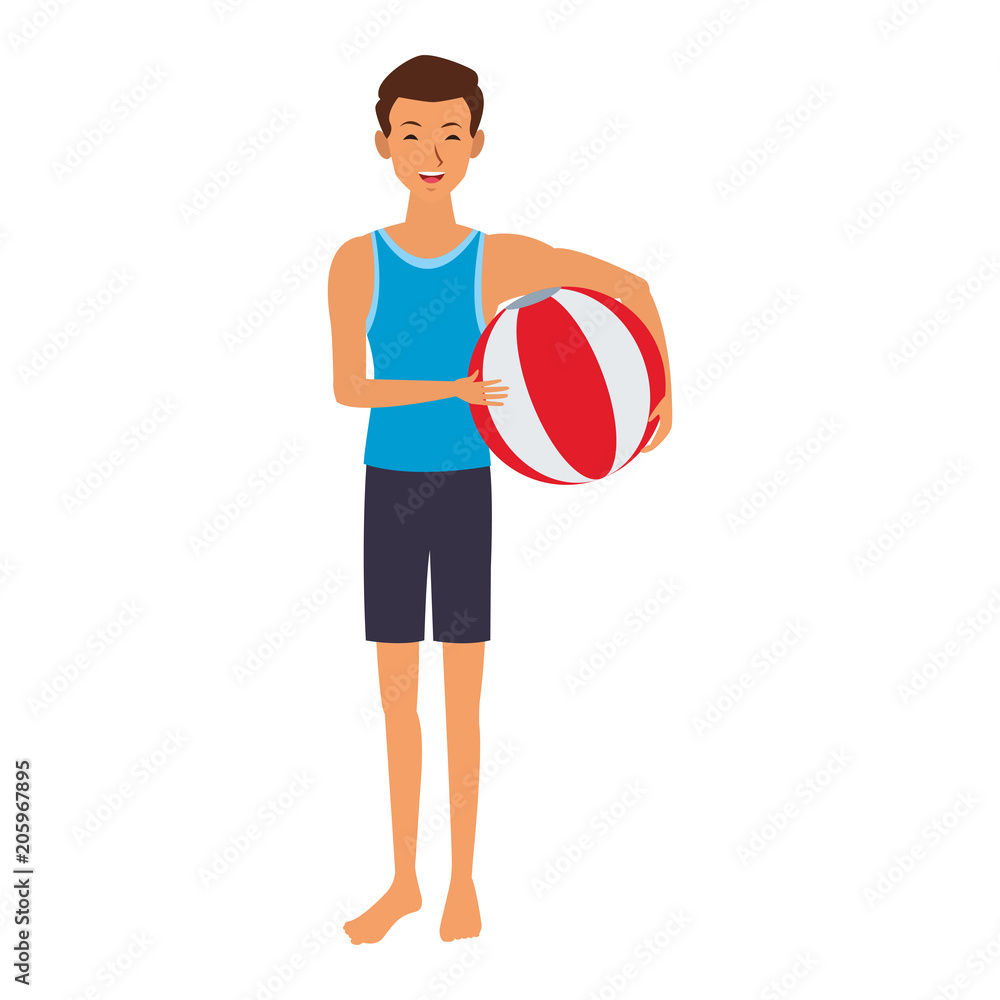 Young man with beach ball vector illustration graphic design Young man with beach ball vector illustration graphic design