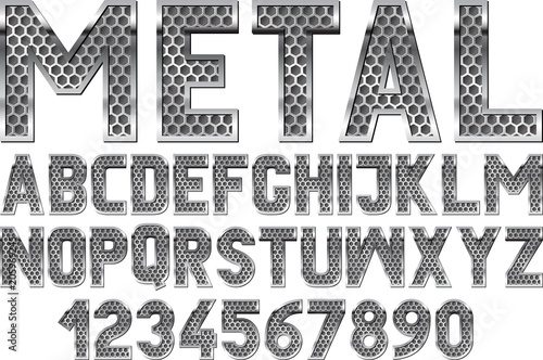 metallic font with grate texture inside
