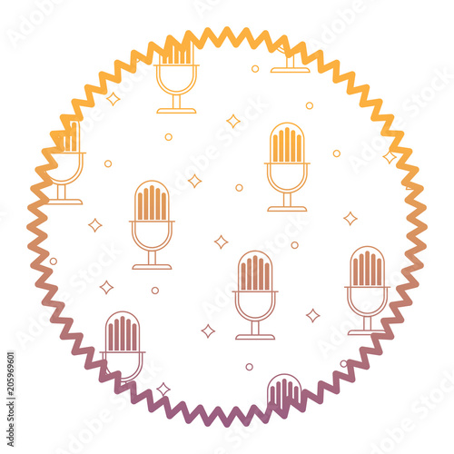 seal stamp with retro microphone pattern  vector illustration