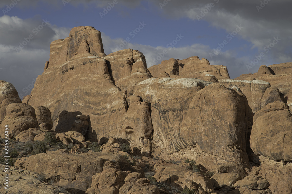 Sandstone Rock Formations in Arches National Park, Moab, Utah