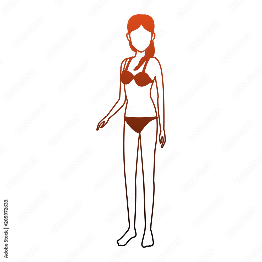 Young woman in swim suit vector illustration graphic design