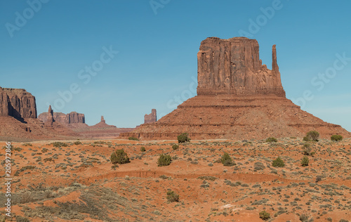 Rock formation in Monument Valley National Park, Arizona, known as The Mittens