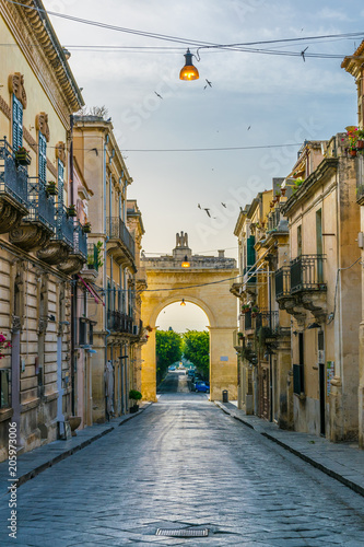 View of the Porta Reale o Ferdinandea in Noto, Sicily, Italy photo