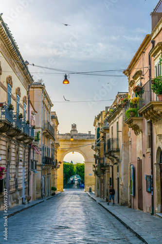 View of the Porta Reale o Ferdinandea in Noto, Sicily, Italy photo