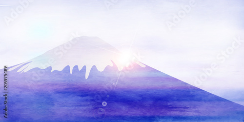 富士山 年賀状 和紙 背景 
