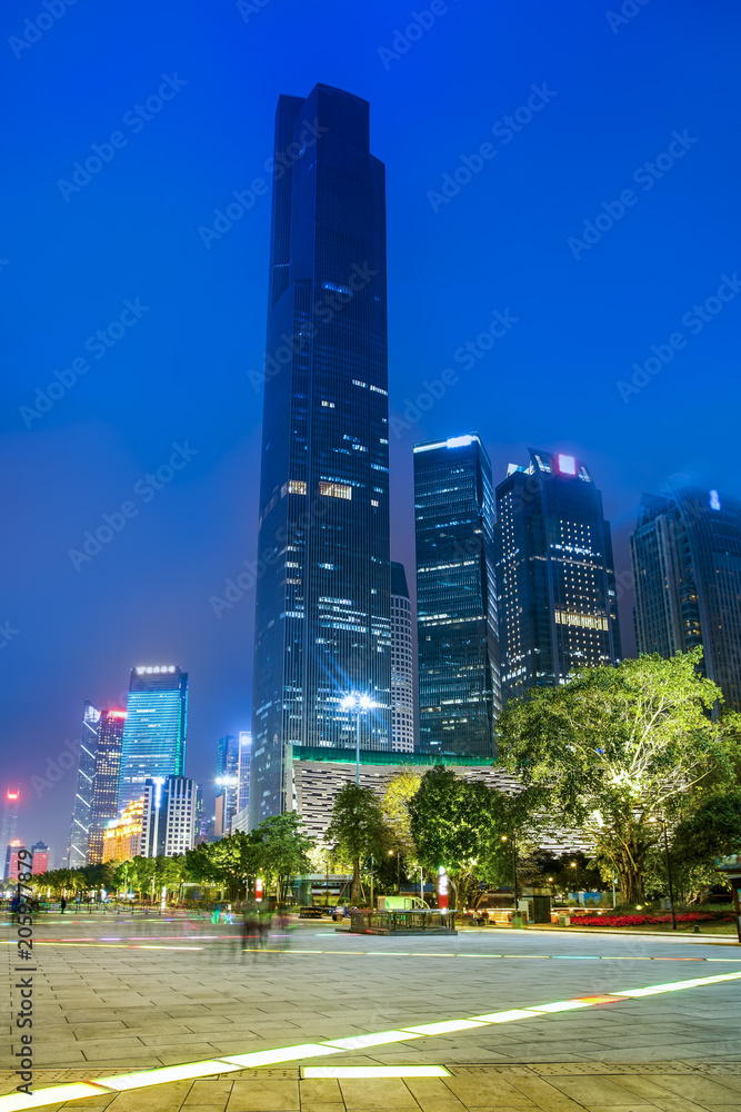 The night view of Guangzhou city building