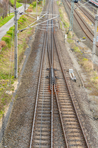 Steel railroad tracks