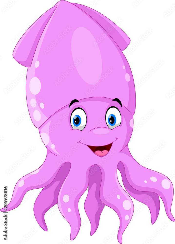 Funny squid cartoon Stock Vector | Adobe Stock
