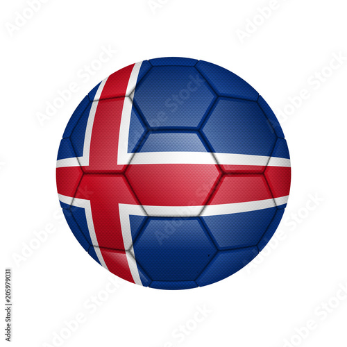 illustration of realistic soccer ball painted in the national flag of Iceland for mobile concept and web apps. Illustration of national soccer ball can be used for web and mobile
