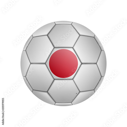 illustration of realistic soccer ball painted in the national flag of Japan for mobile concept and web apps. Illustration of national soccer ball can be used for web and mobile