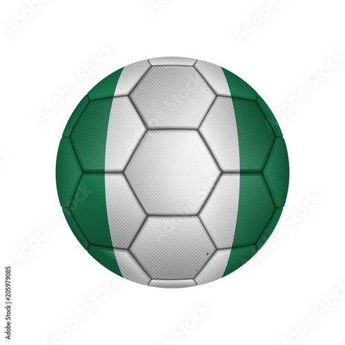 illustration of realistic soccer ball painted in the national flag of Nigeria for mobile concept and web apps. Illustration of national soccer ball can be used for web and mobile