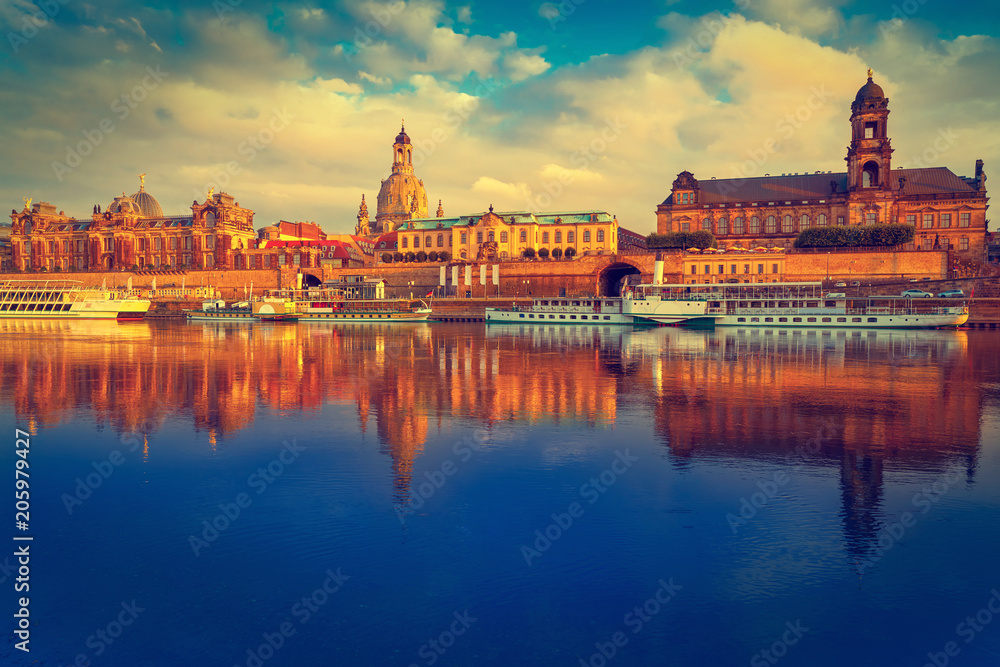 Dresden skyline and Elbe river in Saxony Germany Dresden skyline and Elbe river in Saxony Germany