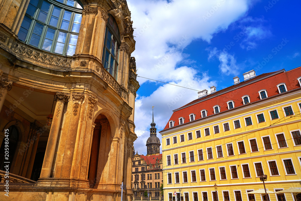 Dresden facades near Zwinger in Germany