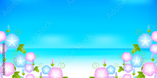 あさがお　海　夏　背景 