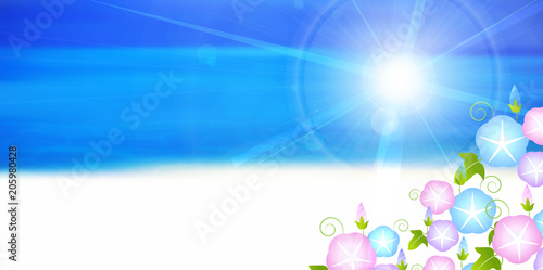 あさがお　海　夏　背景 