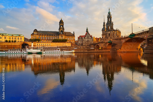 Dresden skyline and Elbe river in Saxony Germany © lunamarina