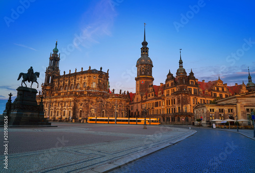 Dresden sunset at Theaterplatz in Saxony Germany