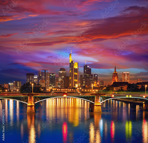 Frankfurt skyline at sunset in Germany © lunamarina