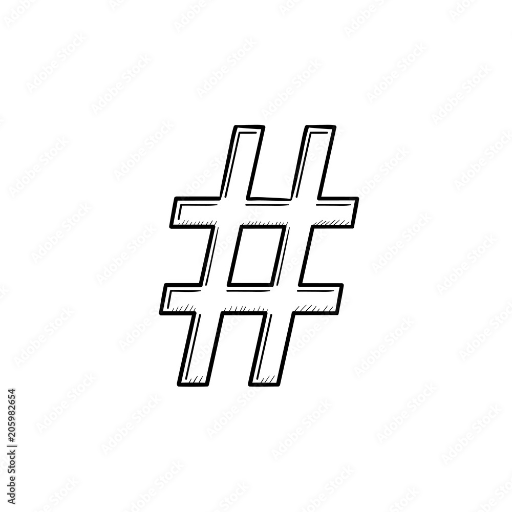 Obraz premium Hashtag hand drawn outline doodle icon