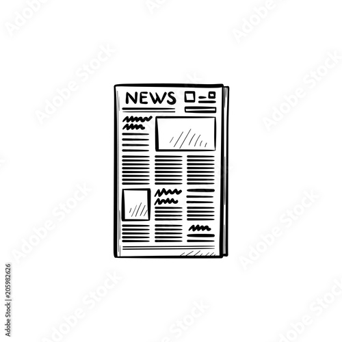 A newspaper hand drawn outline doodle icon