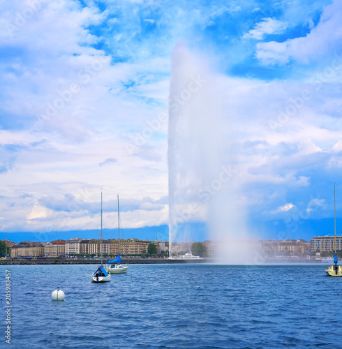 Geneva Geneve lake water Jet D'eau Switzerland