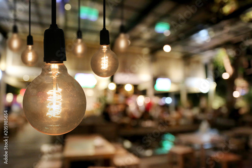 Vintage lamps in a restaurant.