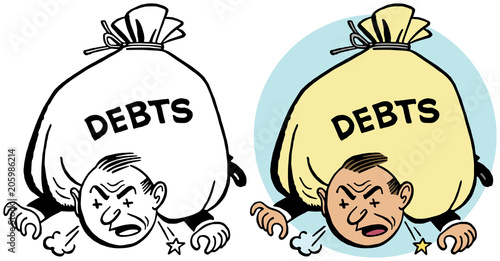 A man is literally crushed by his debts. 