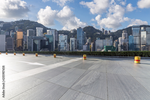 Canvas Print Panoramic skyline and buildings with empty road,hongkong city,china