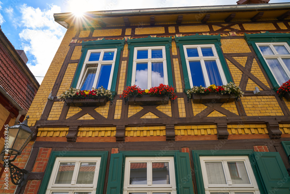 Quedlinburg city facades in Harz Germany